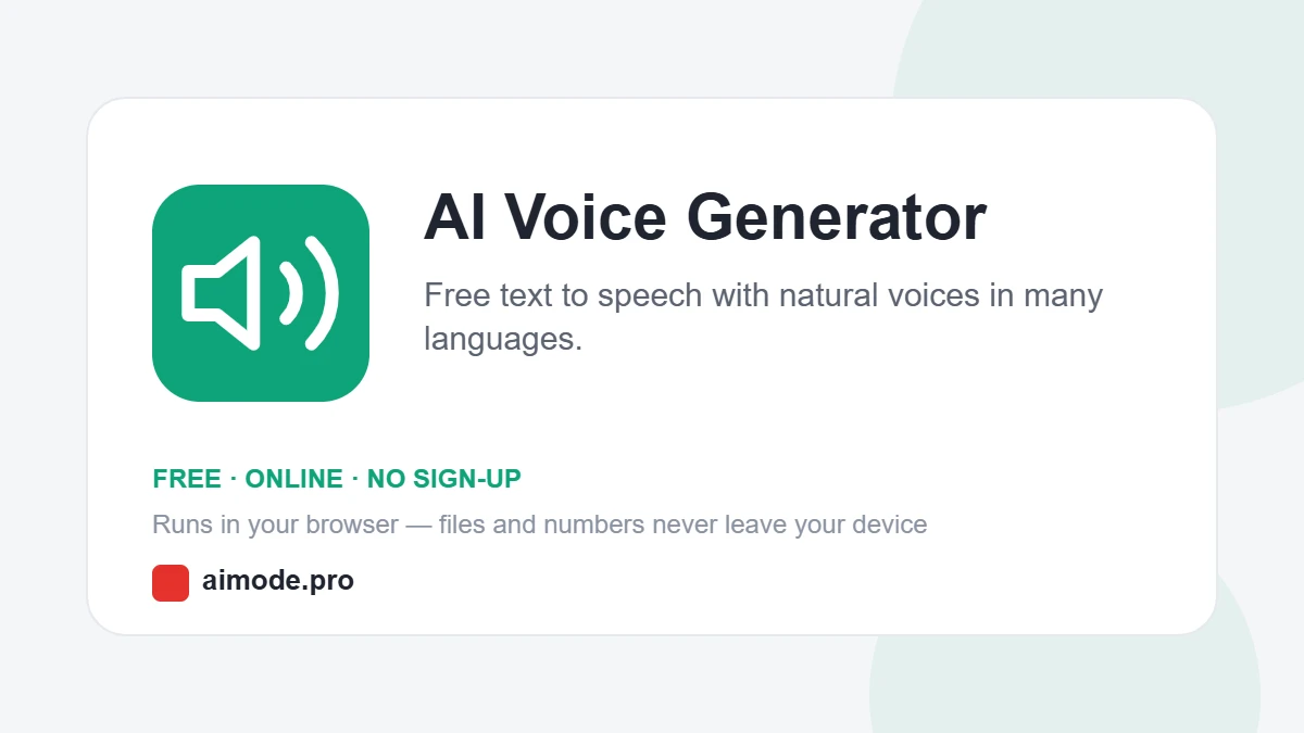 Free online AI voice generator by aimode.pro: free text to speech with natural voices in many languages