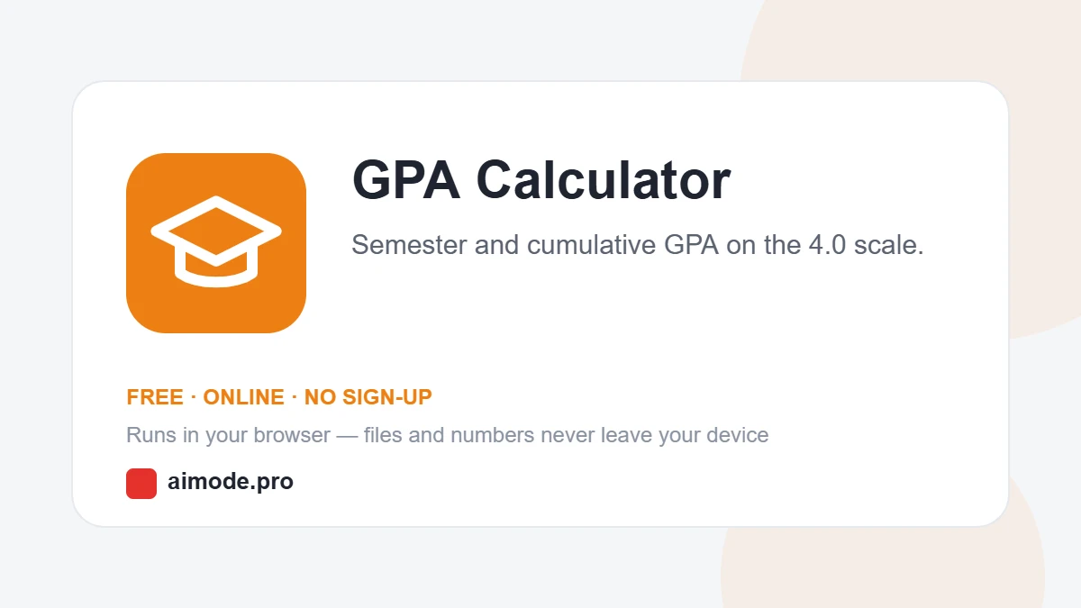 Free online GPA calculator by aimode.pro: semester and cumulative GPA on the 4.0 scale