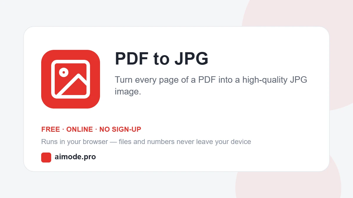 Free online PDF to JPG by aimode.pro: turn every page of a PDF into a high-quality JPG image