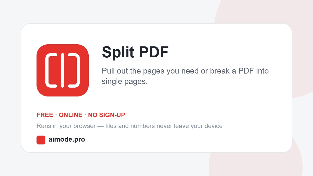 Free online split PDF by aimode.pro: pull out the pages you need or break a PDF into single pages